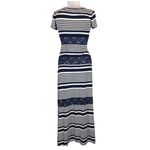 Nurture Striped Maxi Dress With Lace Insets Size L Short Sleeve Scoop Neck Blue Size L Photo 1