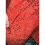 Chico's Sz 1 Medium Blouse Button Down Top Silk Linen Red Orange Tropical Floral Photo 5