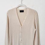 Modern Citizen [] MDRN Beige Ribbed V-Neck Longline Button Cardigan Sweater XL Photo 2