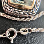 EAS Sterling Silver & 14kt Yellow Gold Cushion Cut Green Amethyst Necklace, 18” Photo 7