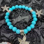 Turquoise Beaded Bracelet with Starfish Charms Blue Photo 0
