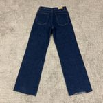 Mango MNG Nora Wide Leg Jeans Womens 8 Raw Hem Button Fly Blue Denim Photo 6