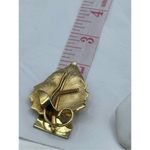 Vintage brooch maple leaf with fringe decor. Gold Photo 7