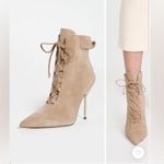 Good American HP ๐ stone scandal booties | lace up heels | suede | beige Photo 6
