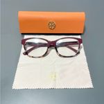Tory Burch Burgundy and Tortoise Eyeglasses with Orange Case Photo 1