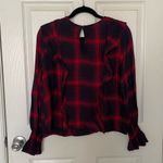 Kensie Kenzie Jeans Long Sleeve Ruffle Plaid Blouse - M Photo 3