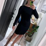 Ribbed Black Long Sleeve Dress Photo 2