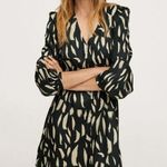 Mango NWOT Printed Bow Dress Black Tan US10 Photo 0