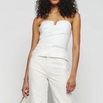 Reformation NWT Madelyn Linen Strapless top size 12 white sweetheart ruched L Photo 1