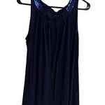 Banana Republic  Womens Navy Tank Top With Sequin Accents On Sleeves L Photo 0