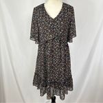 Manydress Womens Chiffon Floral Print‎ Vneck Casual Mini Boho Swing Dress Large Photo 5