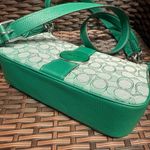 Coach C8306 Lonnie Baguette In Signature Jacquard & Leather Green Photo 4