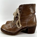 Frye  SABRINA 6G Boots RARE Leather Goodyear Welt Lace Up Pink Metallic Silver 8 Photo 3