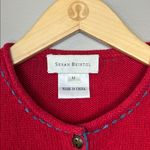 Susan Bristol Vintage Holiday Christmas Cardigan Sweater Size Medium Red Stripe Photo 9