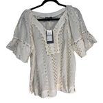 Democracy  White Sequin Embroidered Ruffle Sleeve Tunic Top Plus Size 1X Photo 11