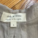 Cloth & Stone Sz L SPLIT BACK SLEEVELESS BUTTON DOWN LINEN SHIRT TUNIC KHAKI Photo 6