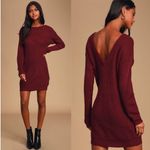 Lulus LULU’S Bringing Sexy Back Wine Red Backless Sweater Dress Photo 1
