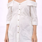 Motherhood Maternity  Cold Shoulder Button Front Shirt Dress White Size M Photo 0