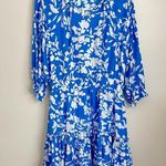 Walker & Wade Ibiza Dress Cornflower Blue Ruffle elastic waist Beads lightweight Size L Photo 3