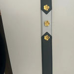 Classic 80’s Escada Gold Flower Charm Belt Navy Blue White 42 Germany Photo 4