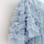 Ivy City Co Lilac/Gray Floral Beaded Ruffled Swiss Dot Maxi Tulle Dress. Purple Size 1X Photo 7