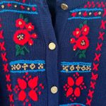 Tally Ho Creations Women's Vintage Navy And Red Embroidered Sweater Size L Blue Size L Photo 3