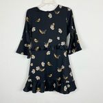 ZARA Black & Yellow Floral & Bird Print Ruffled Mini Dress Photo 1