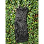 ZARA  Pearl Strap Black Satin Midi Dress with Slit Size Small Photo 3