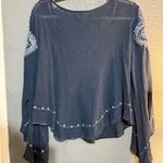 Free People  Chic Embroidered Women's Blouse in Navy Photo 3