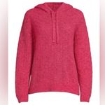 NEW NAADAM Soft Pointelle Knit Geo Pattern Alpaca Blend Hoodie Rose Pink Small S Photo 2