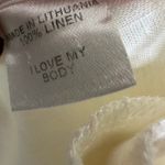 Flax  Linen One Button Vest Size Medium ivory off White Photo 3