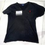 Ralph Lauren   Large Black Cotton  Short Sleeve V-Neck T-Shirt 87E Photo 7