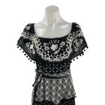 Anthropologie Marisol Black Off The Shoulder Embroidered Tie Waist Midi Dress 4 Photo 1