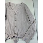 Paper Crane Paper‎ Crane Womens Button Down Tie Front Top Long Sleeve Waffle Knit Large Photo 2