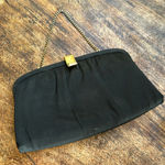 After Five Vintage Black Satin Cocktail Clutch Purse gold w/ turquoise hardware Photo 0