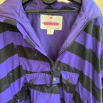 Obermeyer Purple Black Striped Popover Ski Pullover Coat with Pockets, Size S Photo 8