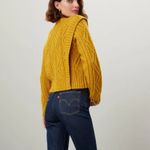 Central Park West Mustard Cable Knit Cardigan Sweater LARGE Cottage Prairie $181 Photo 1