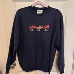 Vintage 90s AMERICAN FLAG SWEATSHIRT unisex navy color Xl Blue Size L Photo 2