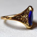 Source Unknown NWOT Majestic Blue Beveled Glass Inset Gold Tone Metal Alloy Size 11.5 Glam Ring Photo 3