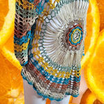 Roz & Ali  Women's Multicolored Floral‎ Crochet Scoop-Neck Sweater Size L/XL Photo 0