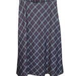 Talbots Vintage  Gray Red Plaid Wool A-line Maxi Skirt Size 14 Preppy USA Made Photo 0