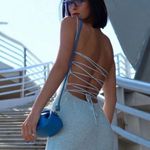 Dress knit Strappy crisscross open back baby blue Photo 3