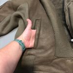 Made in Italy Luxury Shearling Lined Leather Bomber Jacket Womens Olive Green Brown Photo 6