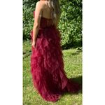 Prom Bay size 6 prom dress in the color wine. Corset with Lace up back & Ruffles Red Photo 7