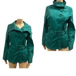 Last Kiss  Green Cotton Button Up Double Breasted Belted Lightweight Jacket Large Photo 1