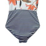 ALBION FIT Albion Bombshell Seaglass One Piece Swimsuit Size Small Floral Stripe Zip Front Photo 8