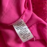 Entro  Hot Pink Perforated Frilled Short Sleeve Blouse Size Small 100% Cotton EUC Photo 13