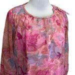 Lady Mendel Knits of Distinction Floral Shear Overlay Caftan Mumu Pink Size L Photo 2