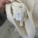 Loft Faux Leather Trim Cable Knit Sweater Ivory Size Large Photo 7
