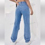 SheIn ❤️93  Heart Distressed Straight High Rise Jeans 6 wide leg Photo 4